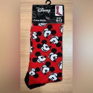 Disney Red Mickey Mouse Pattern Crew Socks